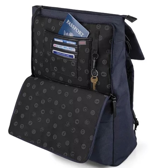 Bugatti Reborn Navy Blue Lightweight Multi-Pocket Lined Book Bag Backpack - Picture 13 of 16
